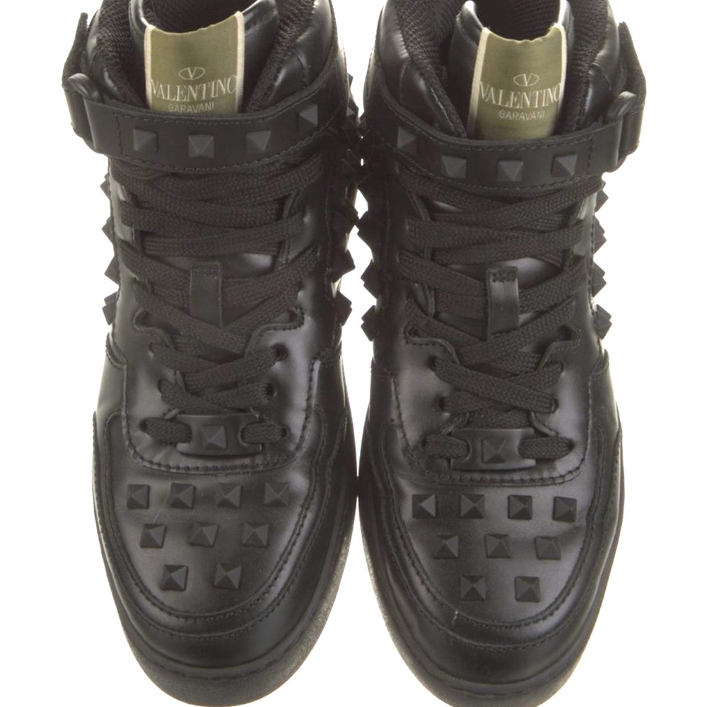Valentino Rock Stud High Top Black Sneakers - Picture 7 of 9